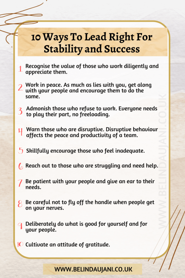 10 Ways To Lead Right For Stability And Success